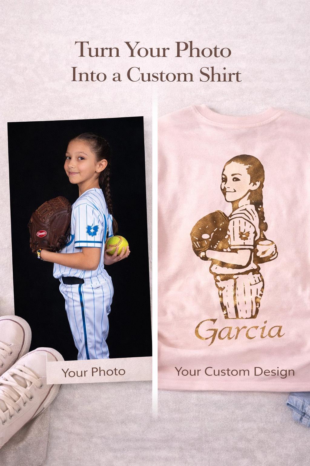 Custom Photo Sports Tee, Personalized Athlete Shirt, Kids Sports Shirt, Sports Mom Game Day Tee