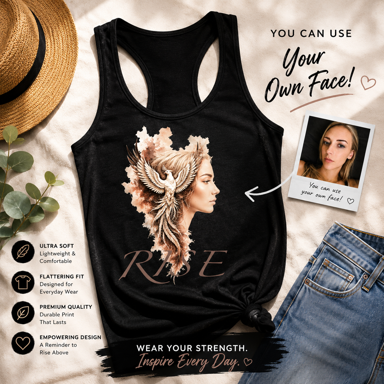 Custom Phoenix Rise Shirt, Personalized Portrait Graphic Tee, Inspirational From the Ashes Shirt, Custom Face Memorial Gift
